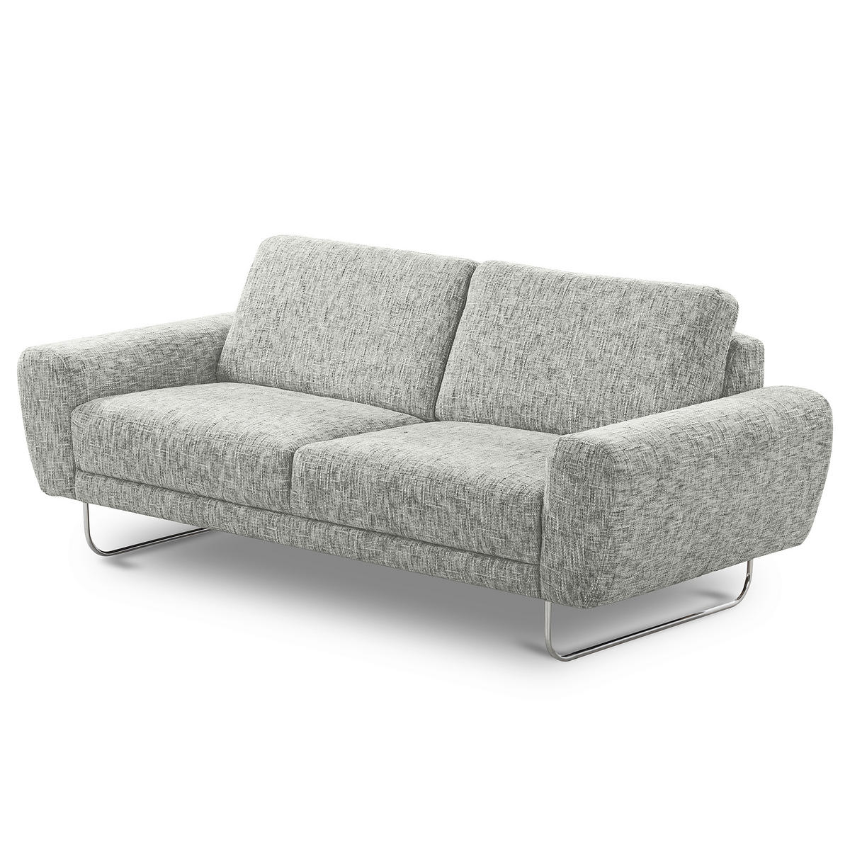 3-SITZER-SOFA SPRING in Webstoff Grau Modern  - Chromfarben/Grau, Design, Textil/Metall (187/85/92cm) - Livetastic
