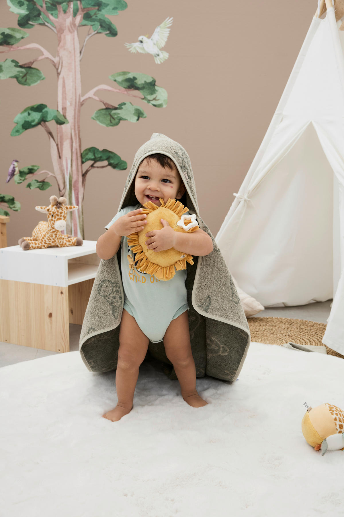 KAPUZENBADETUCH Safari  - Mintgrau, Basics, Textil (70/100/0,5cm) - Sterntaler