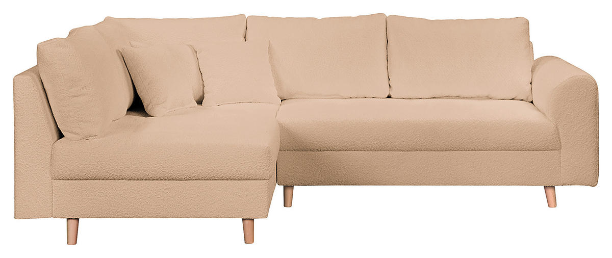 ECKSOFA inkl. Hocker Ariella Beige Bouclé  - Beige/Naturfarben, Design, Holz/Textil (161/231cm) - Livetastic