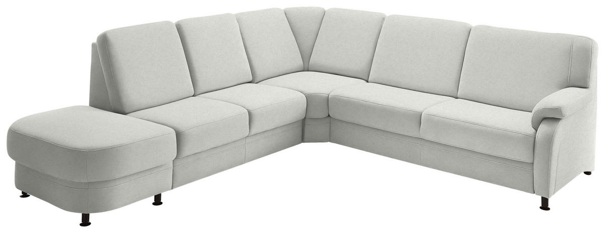 ECKSOFA Flachgewebe Silberfarben  - Silberfarben/Schwarz, Konventionell, Textil/Metall (287/269cm) - Beldomo System