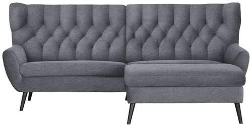 ECKSOFA in Mikrofaser Grau  - Schwarz/Grau, Design, Holz/Textil (237/165cm) - Stylife