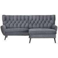 ECKSOFA in Mikrofaser Grau  - Schwarz/Grau, Design, Holz/Textil (237/165cm) - Stylife