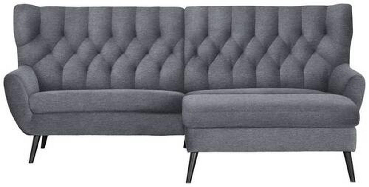 ECKSOFA in Mikrofaser Grau  - Schwarz/Grau, Design, Holz/Textil (237/165cm) - Stylife