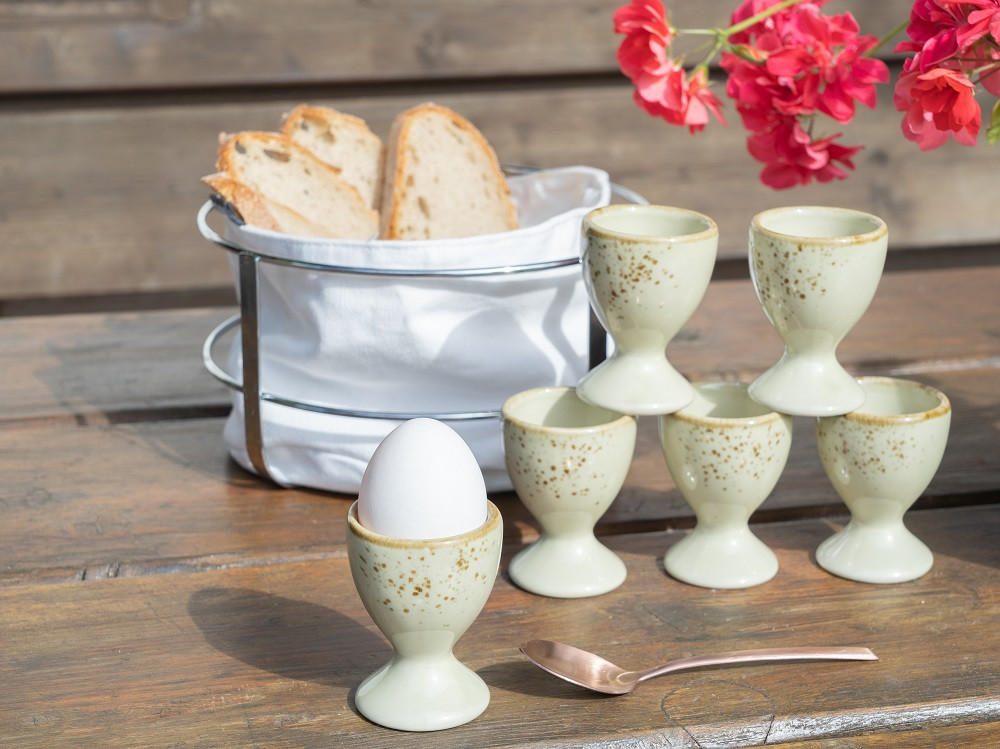 EIERBECHERSET Keramik Steinzeug 6-teilig  - Salbeigrün, Trend, Keramik (5,5cm) - Creatable