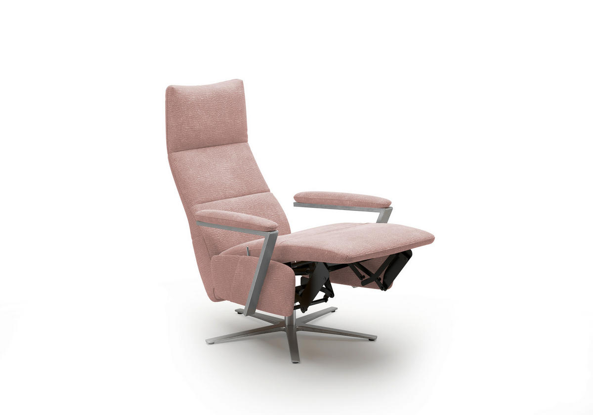 RELAXSESSEL TV VARIO COMFORT E M2 Chenille Kopfteilverstellung, Rücken echt    - Silberfarben/Altrosa, Basics, Textil/Metall (70/126/85cm) - Sit & More