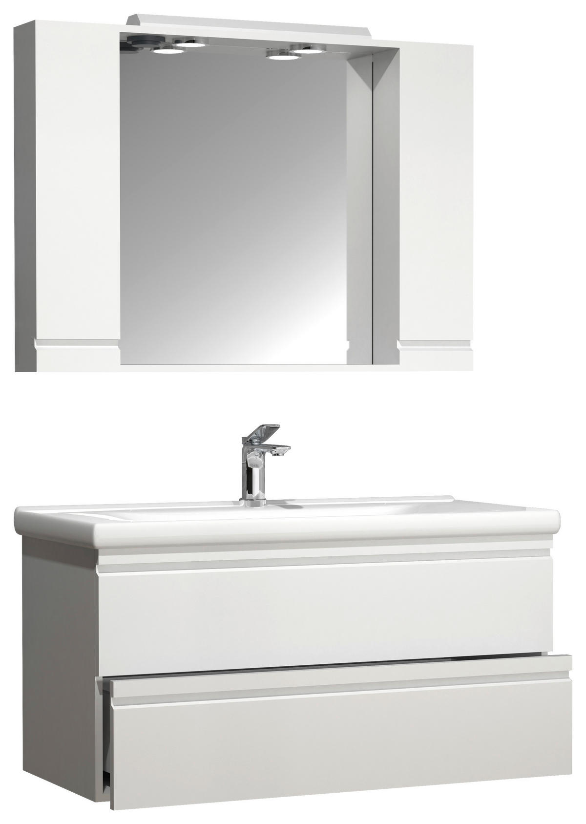 BADEZIMMER 3-teilig  in 100 cm  - Weiß, MODERN, Glas/Keramik (100cm) - MID.YOU