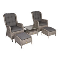 GARTENSTUHL-SET Metall, Kunststoff, Glas, Textil Grau, Silberfarben  - Silberfarben/Grau, Basics, Glas/Kunststoff - Gardenson
