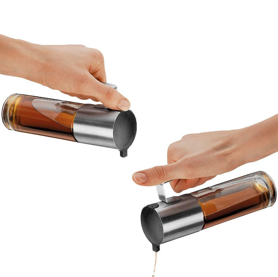 Thumbnail - WMF Essig-/Ölflasche Basic Line, Klar, Edelstahl, Metall, Kunststoff, Glas, 0,12 L, 17 cm, Deckel, einfaches Dosieren, T...