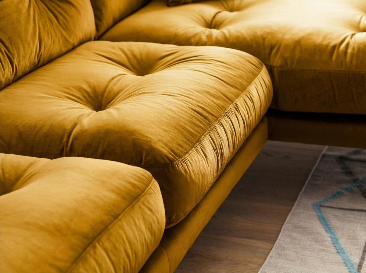 ECKSOFA Eckteil  TOKIO-2S.REC Senfgelb Samt  - Senfgelb, MODERN, Holz/Textil (275/157cm) - MID.YOU