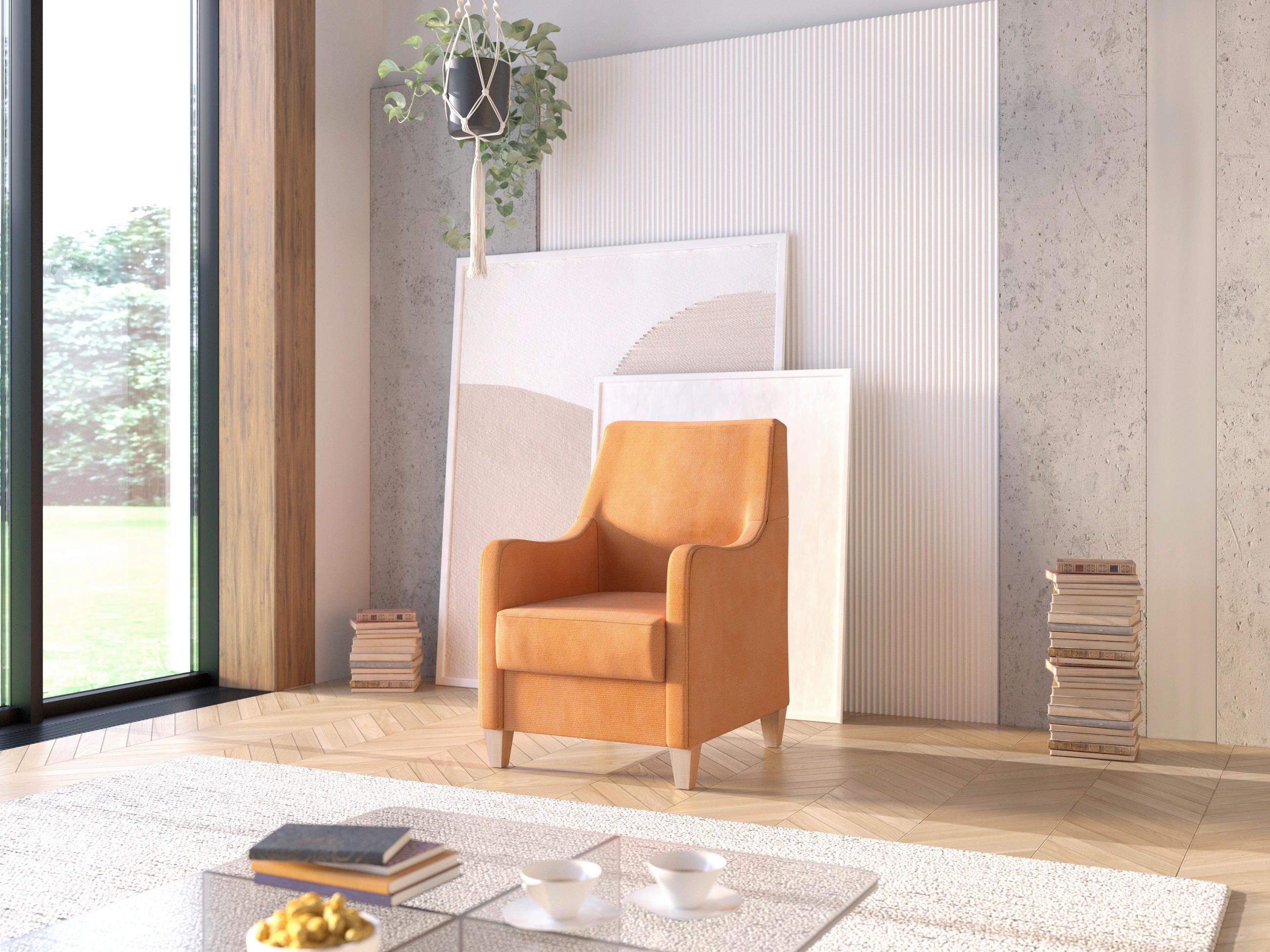 SESSEL Flachgewebe Terracotta  - Eichefarben/Terracotta, Konventionell, Holz/Textil (70/93/75cm) - Sit & More