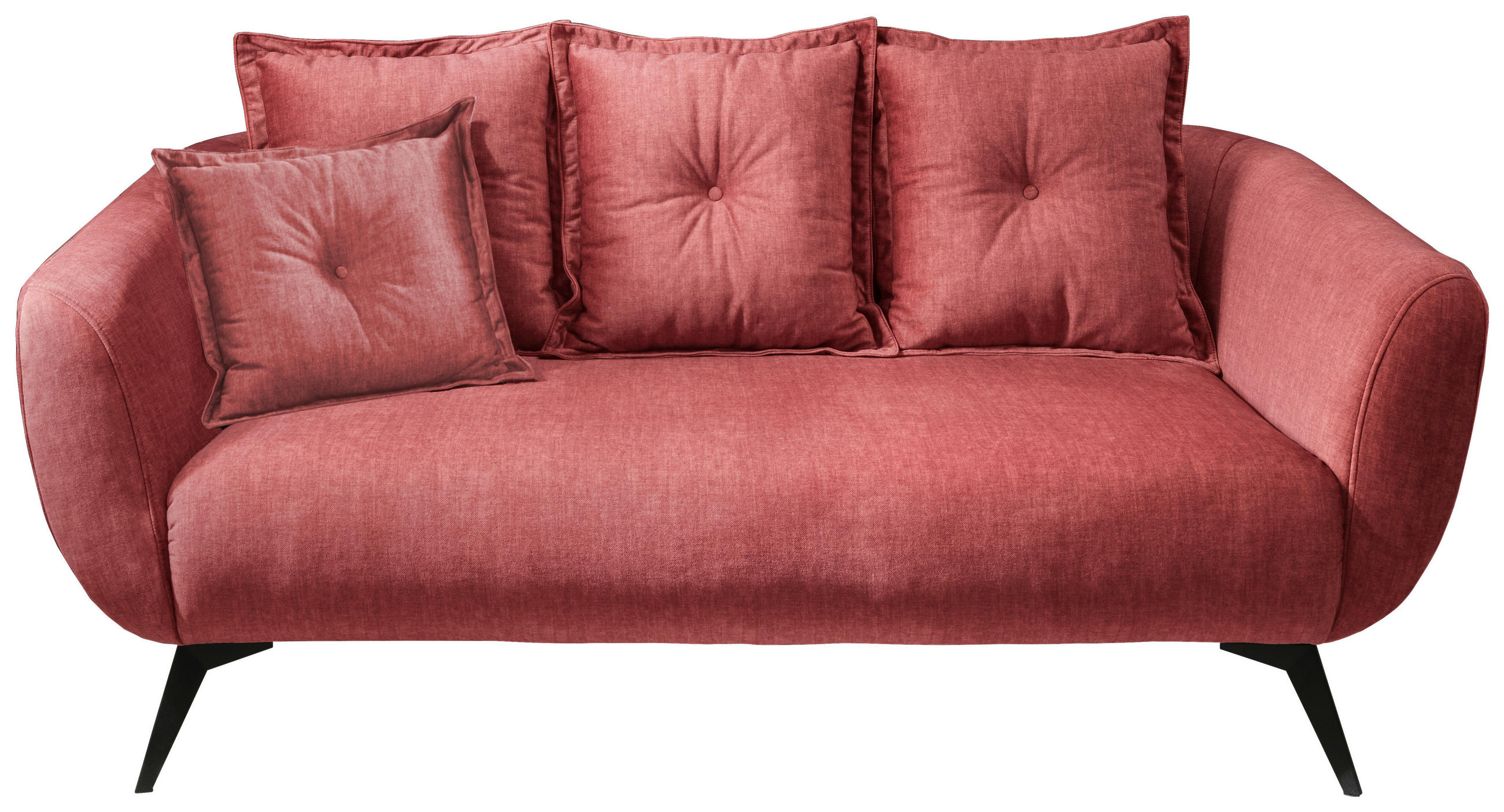 2,5-SITZER Velours Koralle  - Koralle/Schwarz, MODERN, Holz/Textil (196/94/103cm) - Livetastic