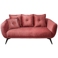 2,5-SITZER in Velours Koralle  - Koralle/Schwarz, Modern, Holz/Textil (196/94/103cm) - Livetastic