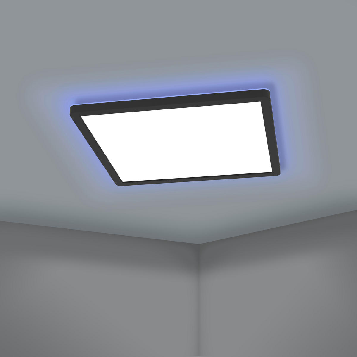LED-DECKENLEUCHTE Rovito-Z  Smart 42/42/2,5 cm   - Schwarz/Weiß, Basics, Kunststoff (42/42/2,5cm) - Eglo
