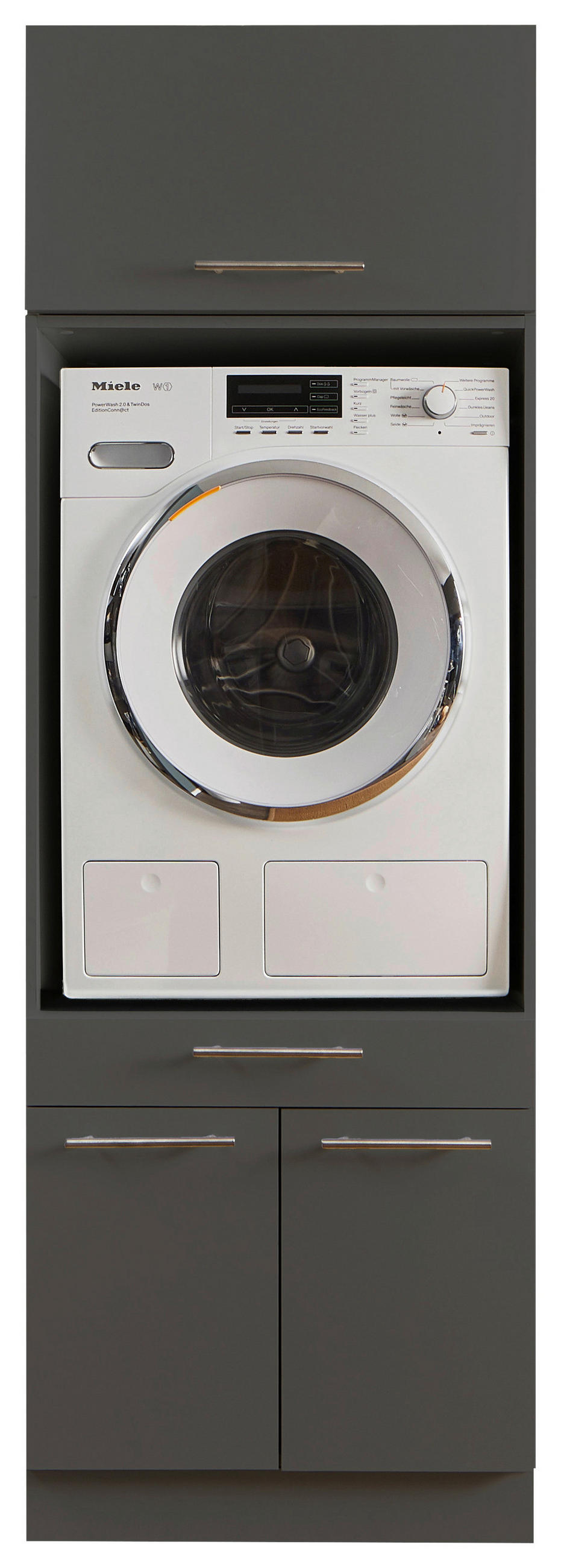 WASCHMASCHINENSCHRANK 67,5/200/67,5 cm  in Anthrazit  - Anthrazit/Silberfarben, Design, Holzwerkstoff/Metall (67,5/200/67,5cm)