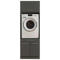 WASCHMASCHINENSCHRANK 67,5/200/67,5 cm  in Anthrazit  - Anthrazit/Silberfarben, Design, Holzwerkstoff/Metall (67,5/200/67,5cm)
