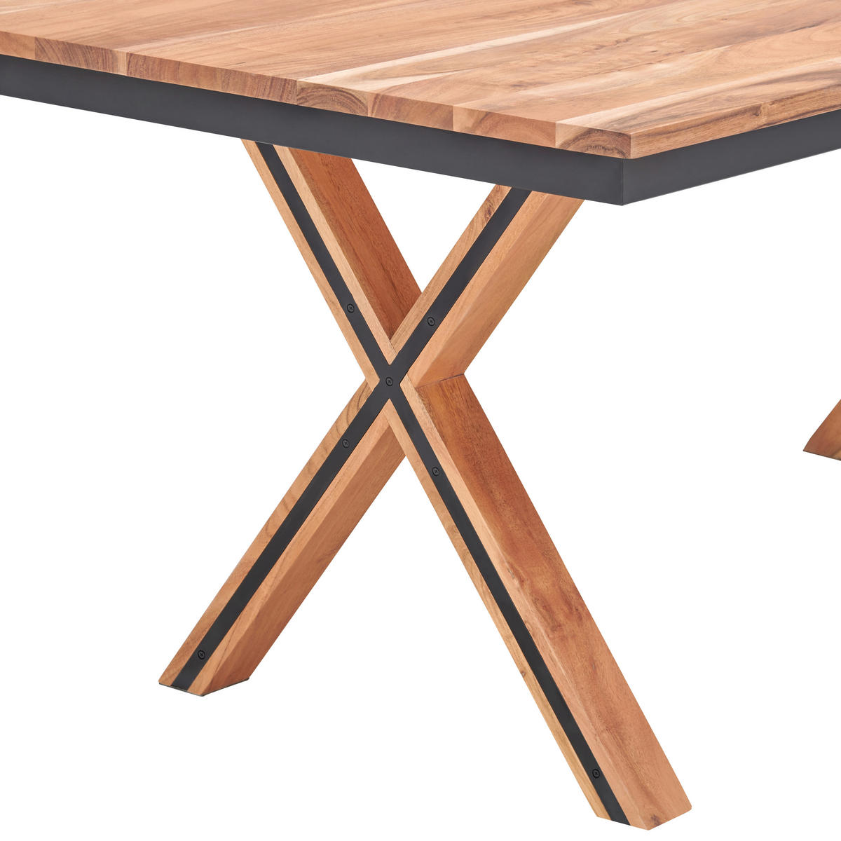 ESSTISCH in Holz, Metall   - Schwarz/Naturfarben, Design, Holz/Metall (180/76/100cm) - Livetastic
