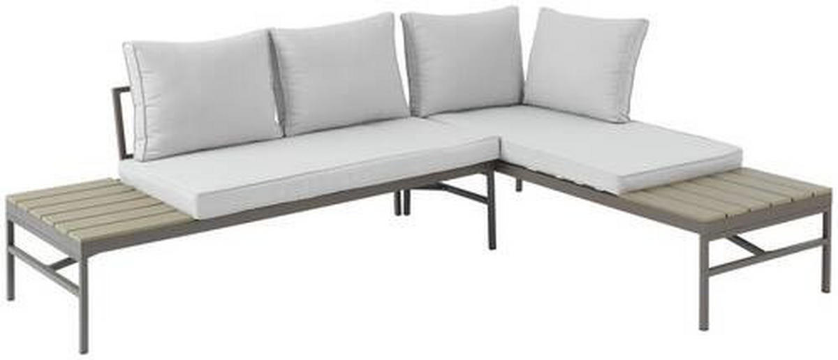 LOUNGEGARNITUR  215/154,5 cm  Stahl  - Braun/Grau, MODERN, Kunststoff/Textil (215/154,5cm) - Luca Bessoni
