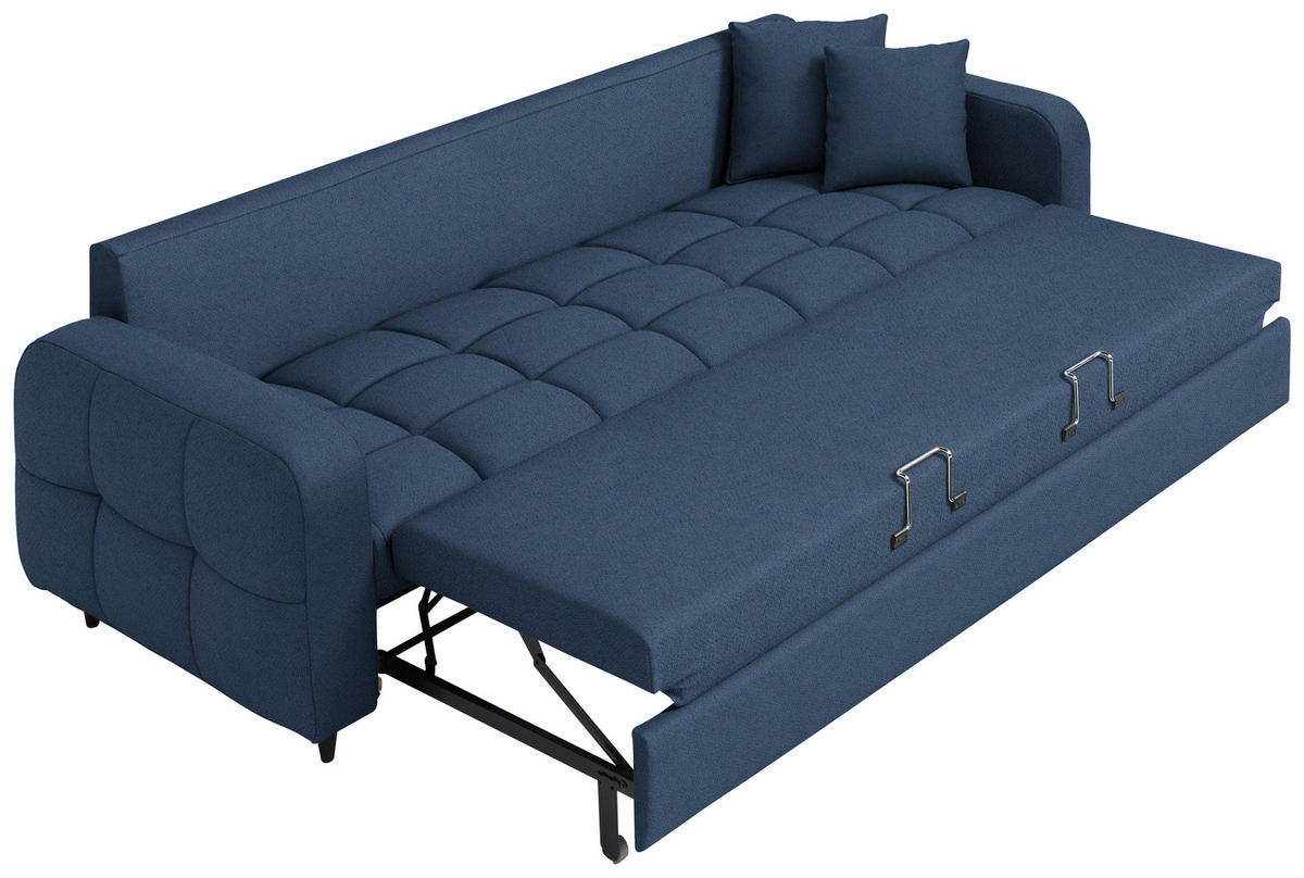 SCHLAFSOFA  in Webstoff Blau  - Blau/Schwarz, Design, Holz/Textil (236/88/101cm) - Lomoco