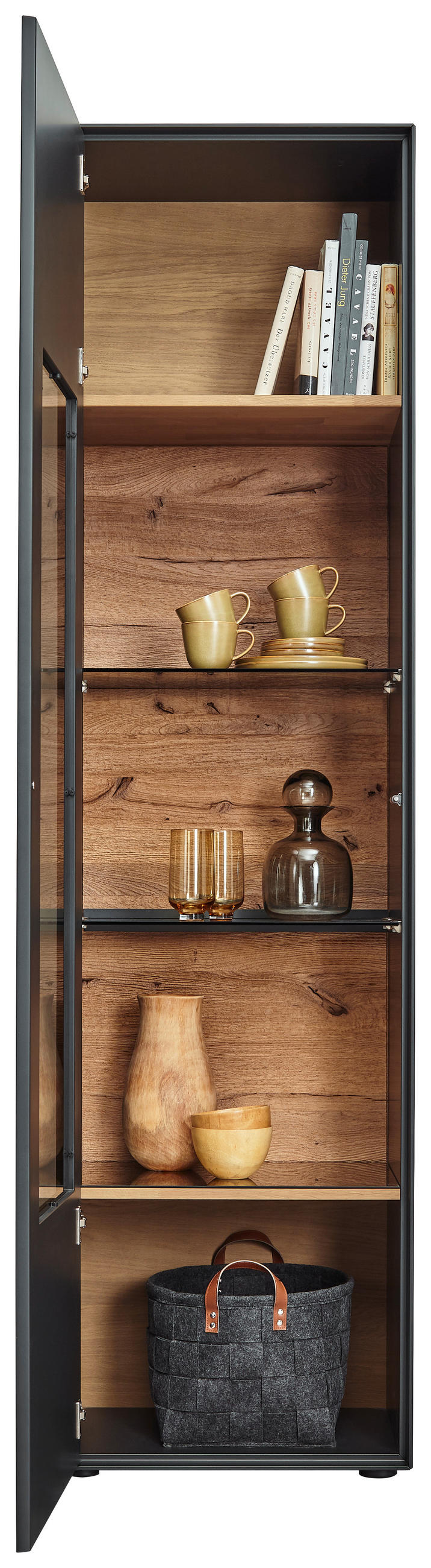 VITRINE Anthrazit  54/205/39 cm  - Anthrazit, Natur, Glas/Holz (54/205/39cm) - Valnatura