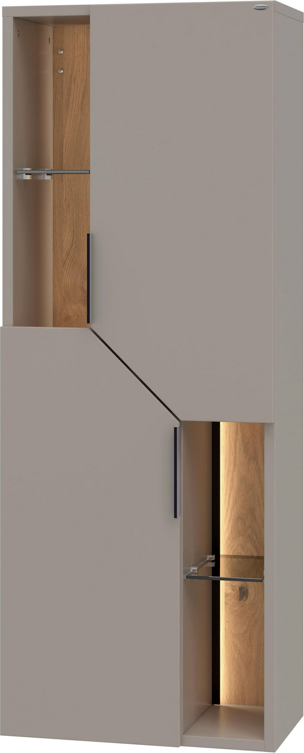 MIDISCHRANK 47/128/35 cm  - Eichefarben/Schwarz, LIFESTYLE, Glas/Holz (47/128/35cm) - Voglauer