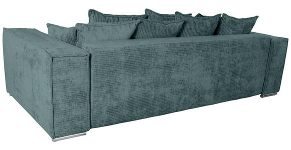 BIGSOFA in Flachgewebe Blau  - Chromfarben/Blau, KONVENTIONELL, Textil/Metall (256/68/122cm) - Carryhome