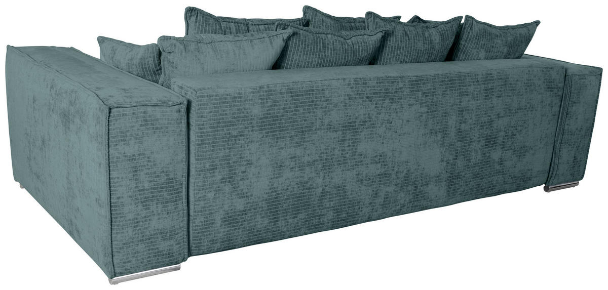 BIGSOFA Flachgewebe Blau  - Chromfarben/Blau, KONVENTIONELL, Textil/Metall (256/68/122cm) - Carryhome