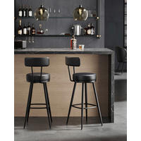 BARHOCKER-SET Lederlook Schwarz Carbonstahl  - Schwarz, MODERN, Leder/Kunststoff (56/101,5/56cm) - MID.YOU