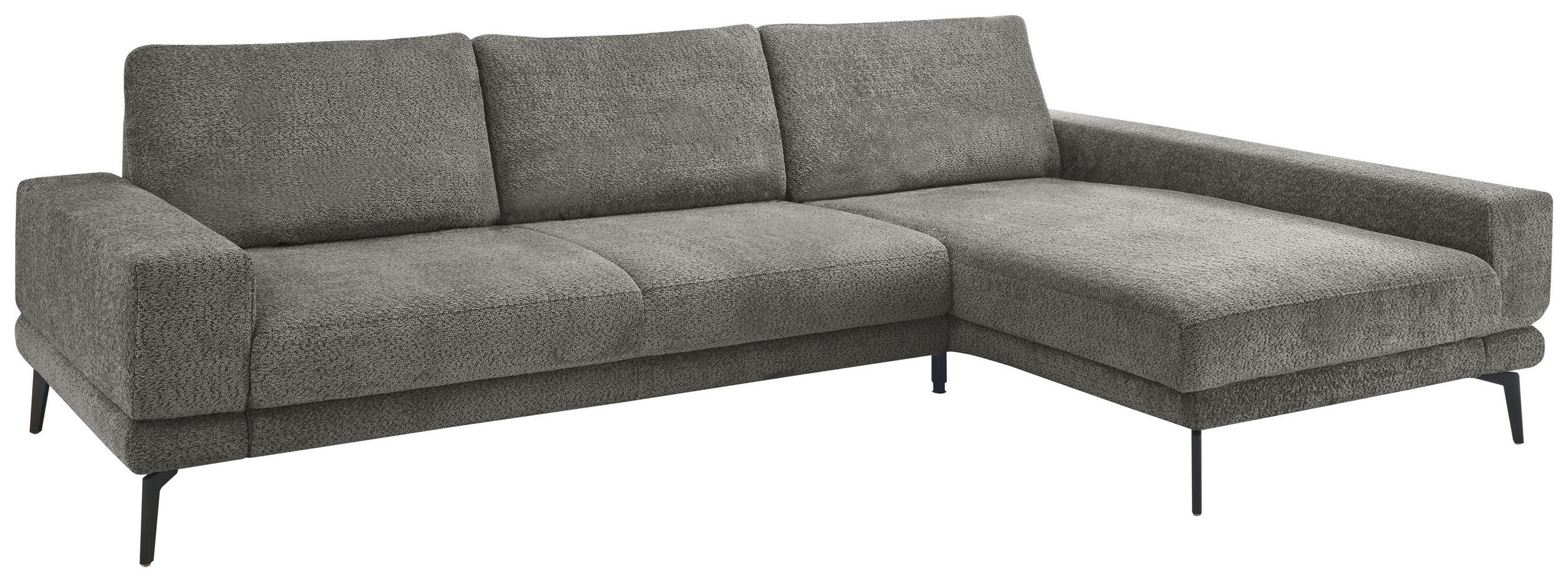 ECKSOFA Anthrazit Chenille  - Anthrazit/Schwarz, KONVENTIONELL, Textil/Metall (294/184cm) - SetOne by Musterring