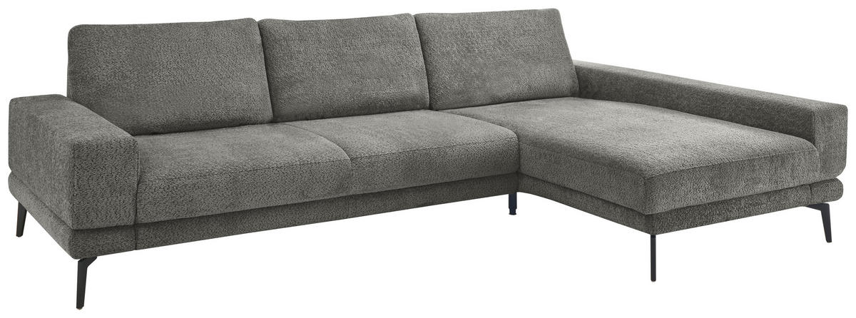 ECKSOFA Anthrazit Chenille  - Anthrazit/Schwarz, KONVENTIONELL, Textil/Metall (294/184cm) - SetOne by Musterring