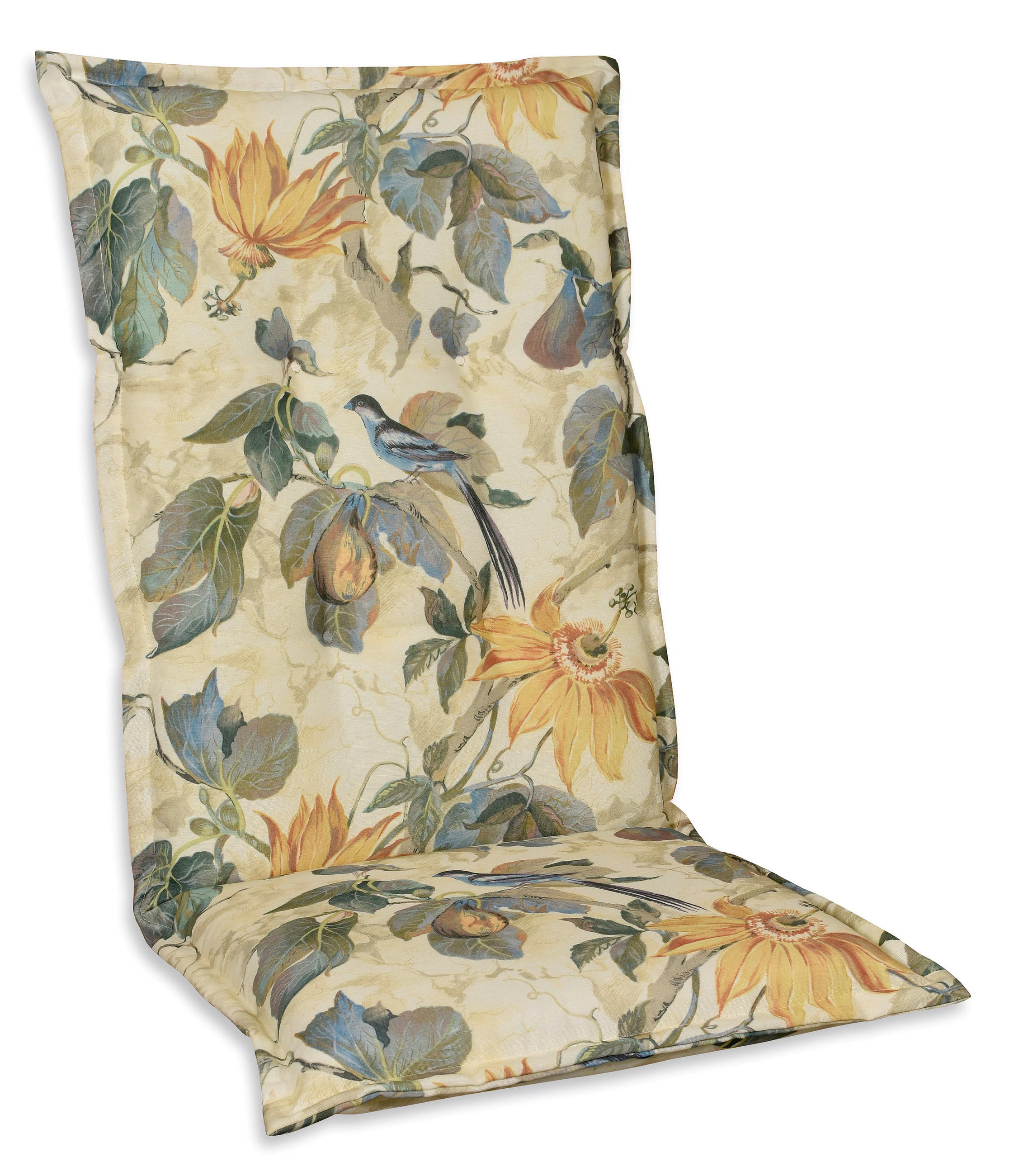 SESSELAUFLAGE Floral  - Sandfarben/Blau, Basics, Textil (50/9/120cm)