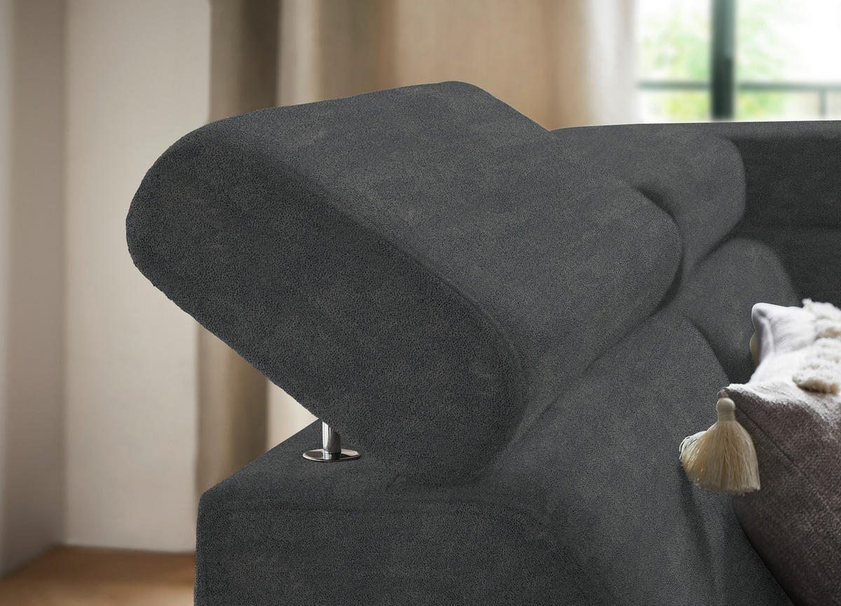 ECKSOFA in Mikrofaser Anthrazit  - Anthrazit/Schwarz, Design, Textil/Metall (203/260cm) - Stylife