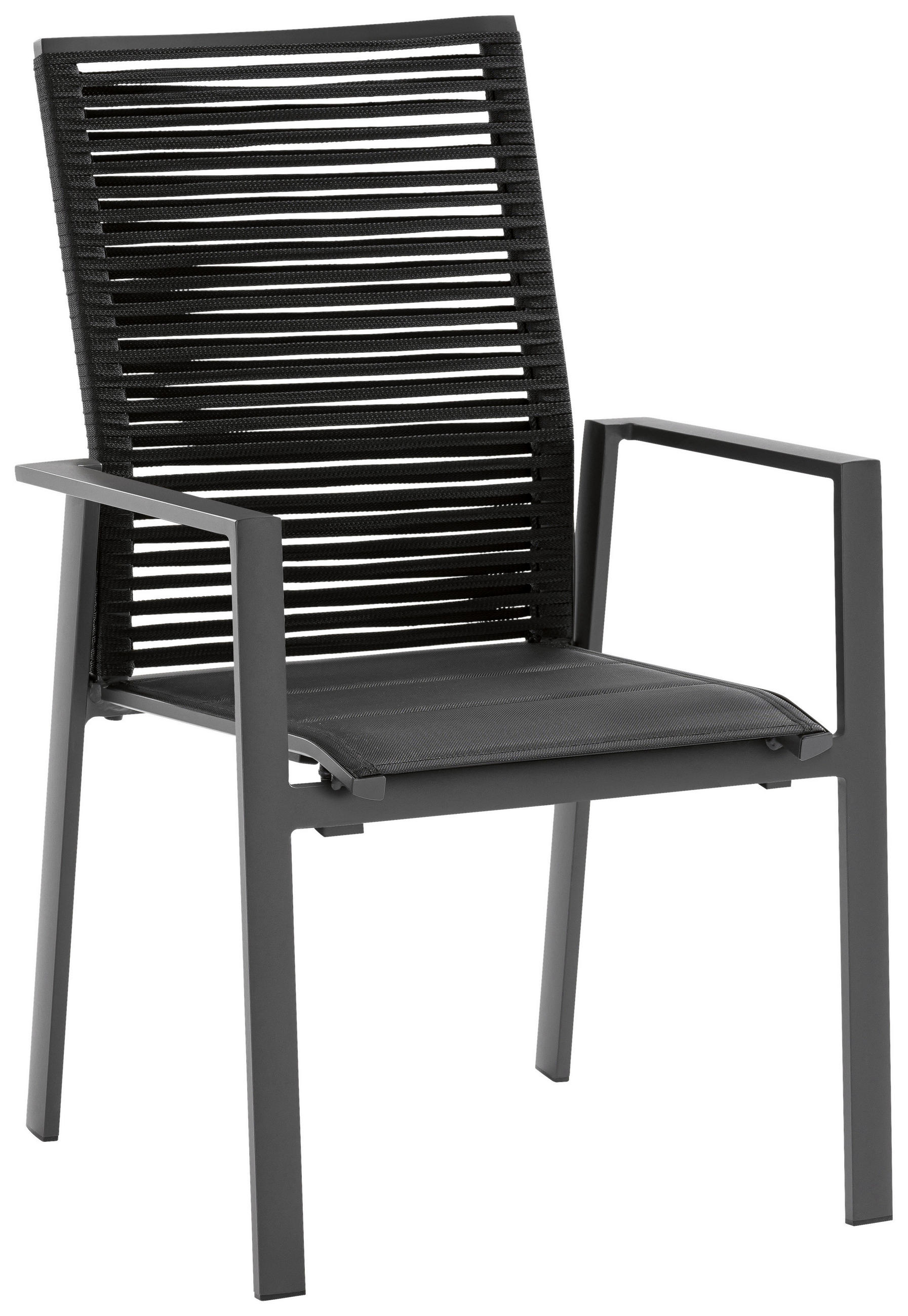 GARTENSTUHL Aluminium Anthrazit, Schwarz  - Anthrazit/Schwarz, Basics, Textil/Metall (61/95/65cm)