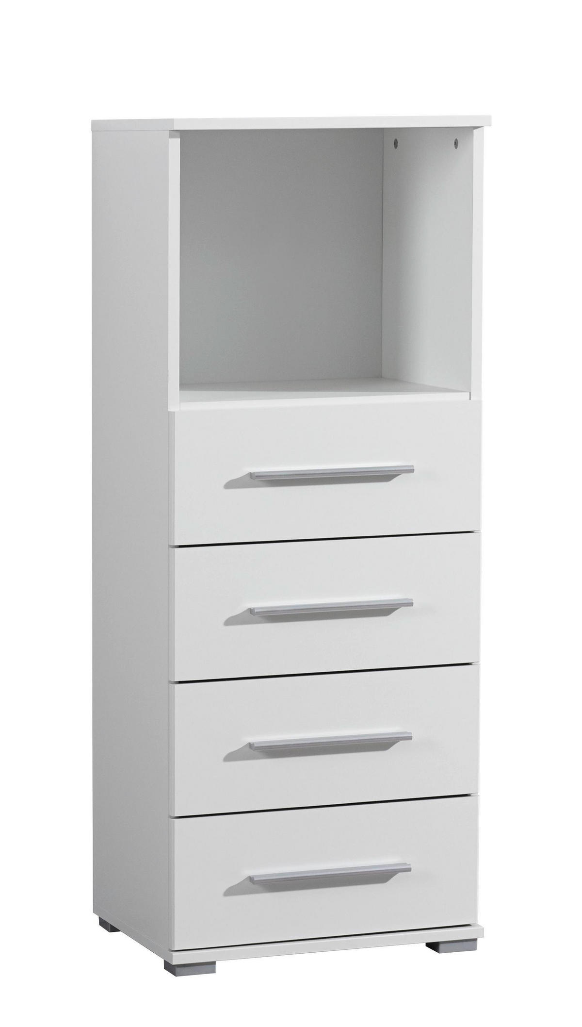 KOMMODE 47/121/42 cm  in Weiss  - Weiss/Alufarben, Konventionell, Holzwerkstoff/Kunststoff (47/121/42cm) - Xora