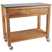 GARTEN-SERVIERWAGEN Holz, Kunststoff  - Schwarz/Grau, MODERN, Holz/Kunststoff (100/50/91cm) - Stern