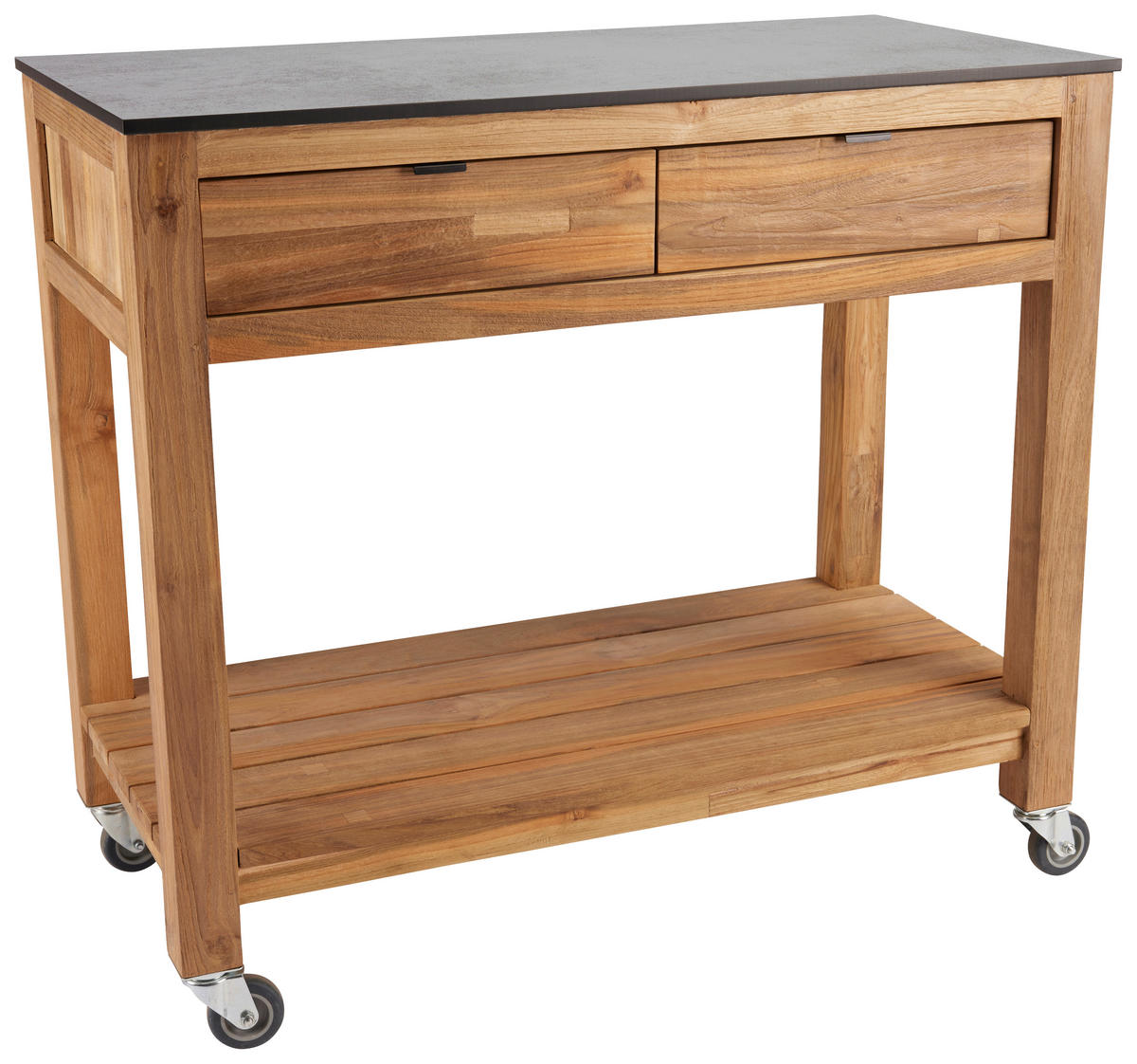 GARTEN-SERVIERWAGEN Holz, Kunststoff  - Schwarz/Grau, MODERN, Holz/Kunststoff (100/50/91cm) - Stern