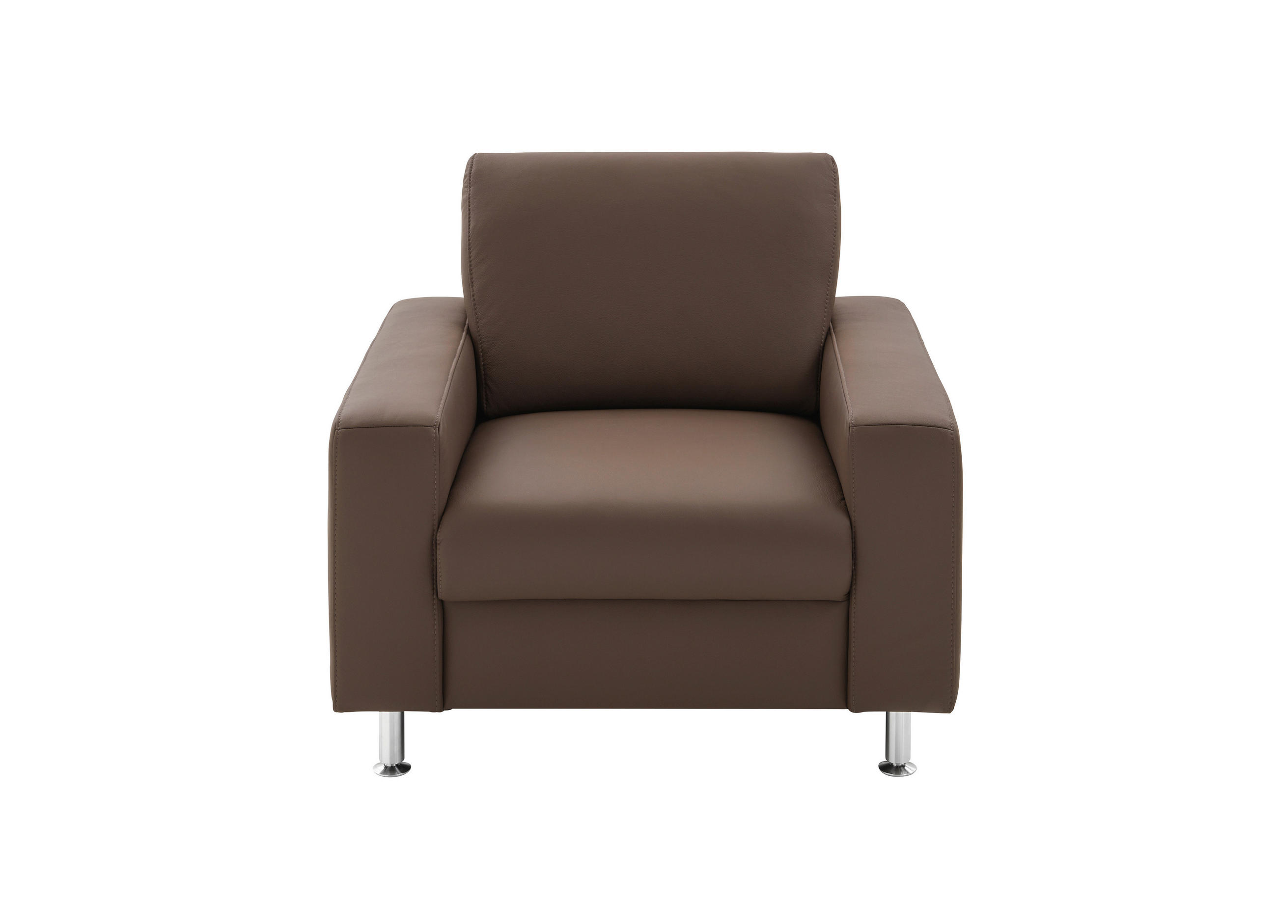 SESSEL Echtleder Dunkelbraun    - Chromfarben/Dunkelbraun, Design, Leder/Metall (96/86/93cm) - Beldomo Premium