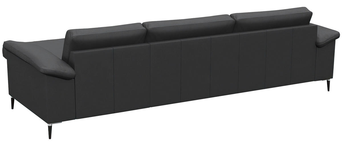 Freisteller von Livetastic ECKSOFA Schwarz Echtleder.