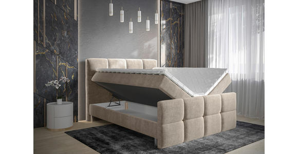BOXBETT 180/200 cm in Taupe - Taupe/Chromfarben, Design, Holz/Holzwerkstoff (180/200cm) - Esposa