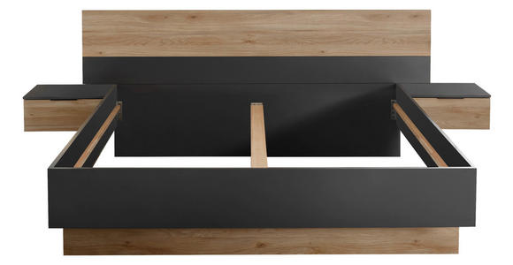 BETTANLAGE 180/200 cm  in Graphitfarben, Eichefarben  - Eichefarben/Graphitfarben, KONVENTIONELL, Holzwerkstoff (180/200cm) - Carryhome