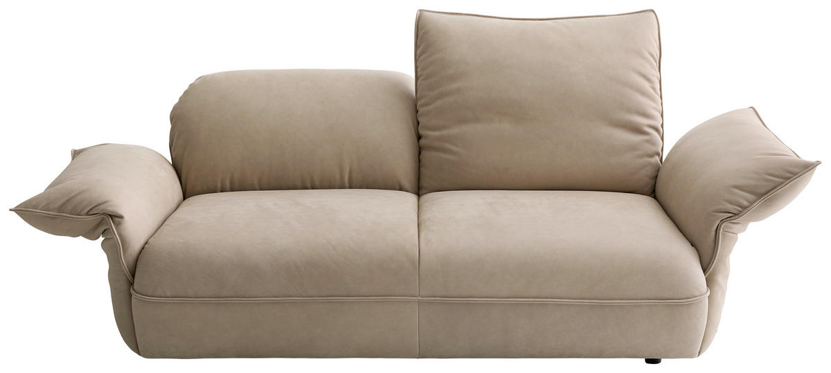 2,5-SITZER Beige Echtleder  - Beige/Schwarz, Design, Leder/Kunststoff (190/74-99/87-117cm) - Koinor