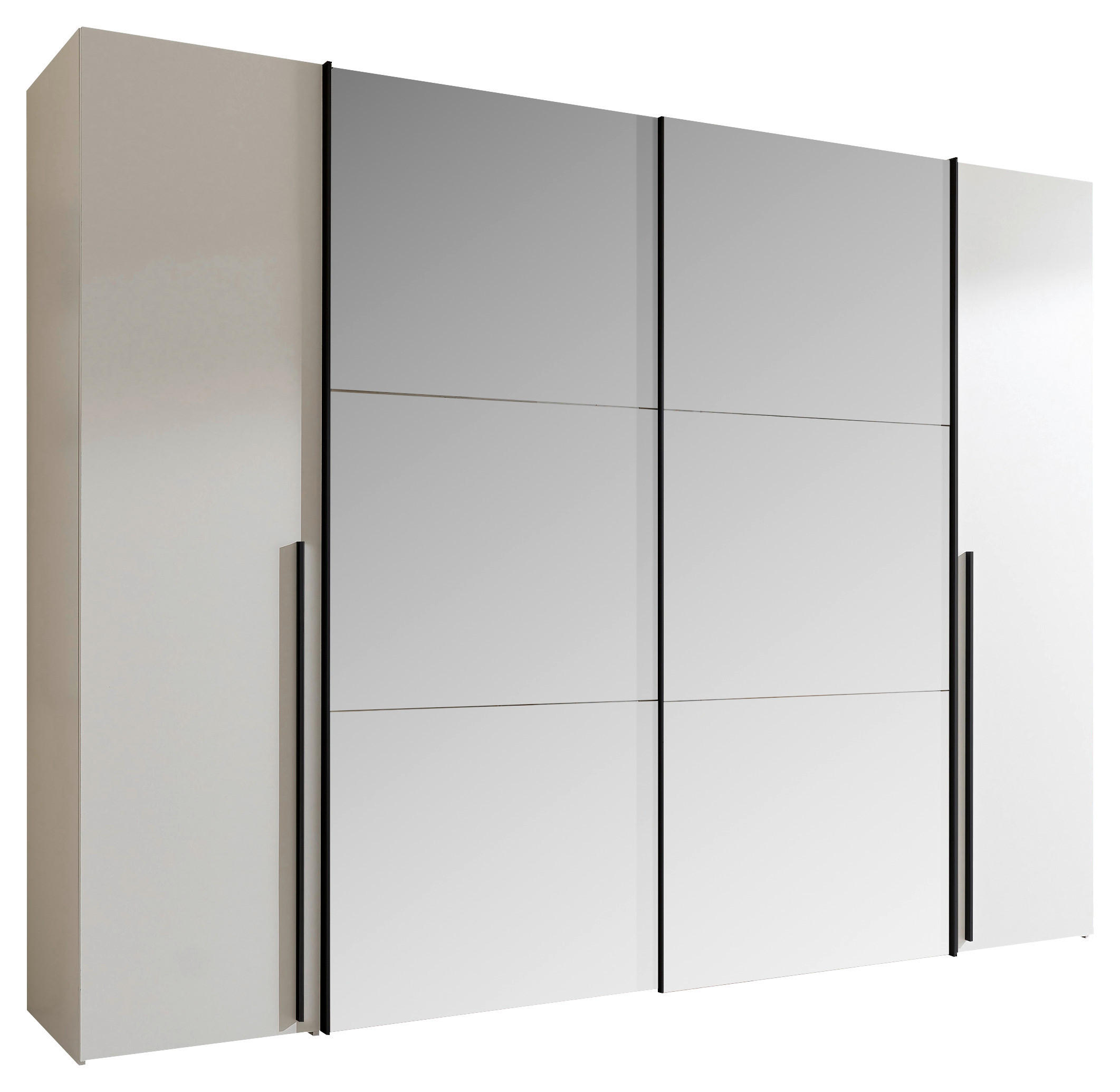 KOMBISCHRANK 267/205/57 cm 4-türig Weiß  - Alufarben/Weiß, MODERN, Glas/Holzwerkstoff (267/205/57cm) - Livetastic