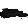 ECKSOFA in Chenille Schwarz  - Schwarz, KONVENTIONELL, Textil/Metall (264/178cm) - Hom`in