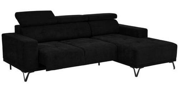 ECKSOFA in Chenille Schwarz  - Schwarz, KONVENTIONELL, Textil/Metall (264/178cm) - Hom`in