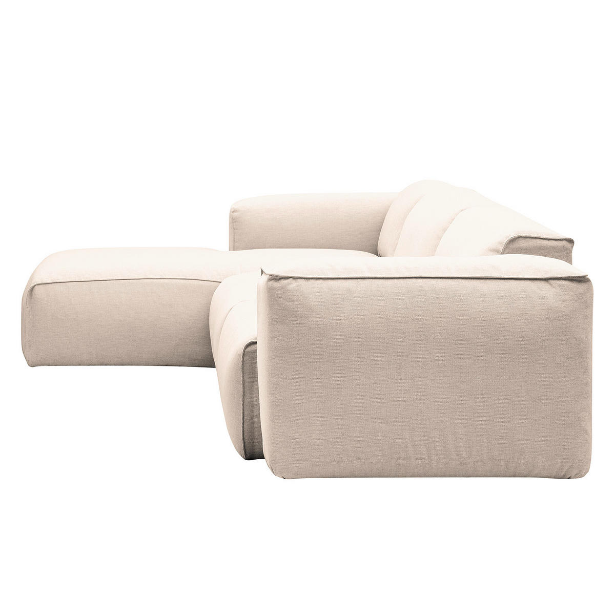 ECKSOFA Beige Webstoff  - Beige/Schwarz, Design, Kunststoff/Textil (171/290cm) - home24