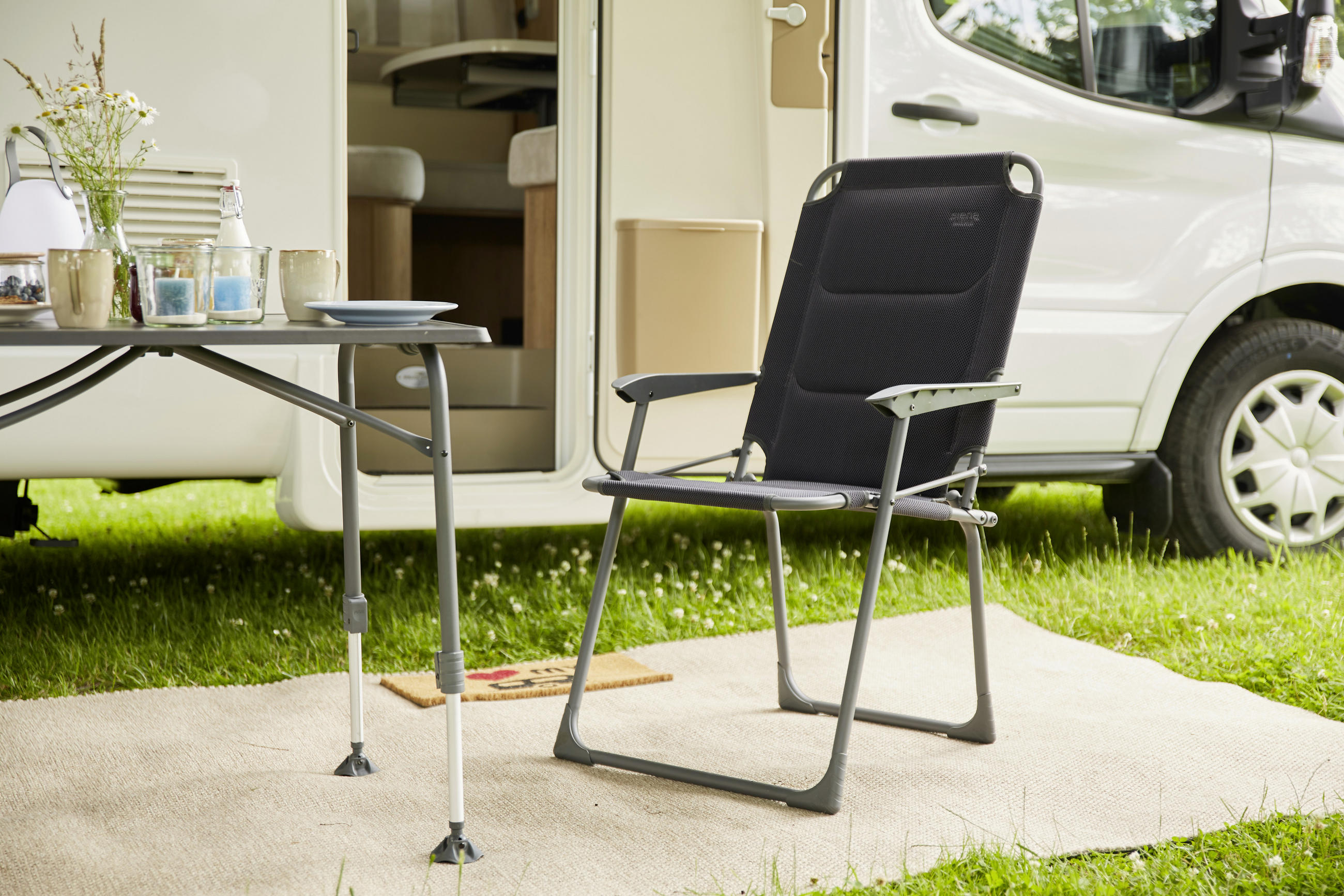 CAMPINGSESSEL - Anthrazit/Dunkelblau, KONVENTIONELL, Textil/Metall (58/100/68cm) - Siena Garden