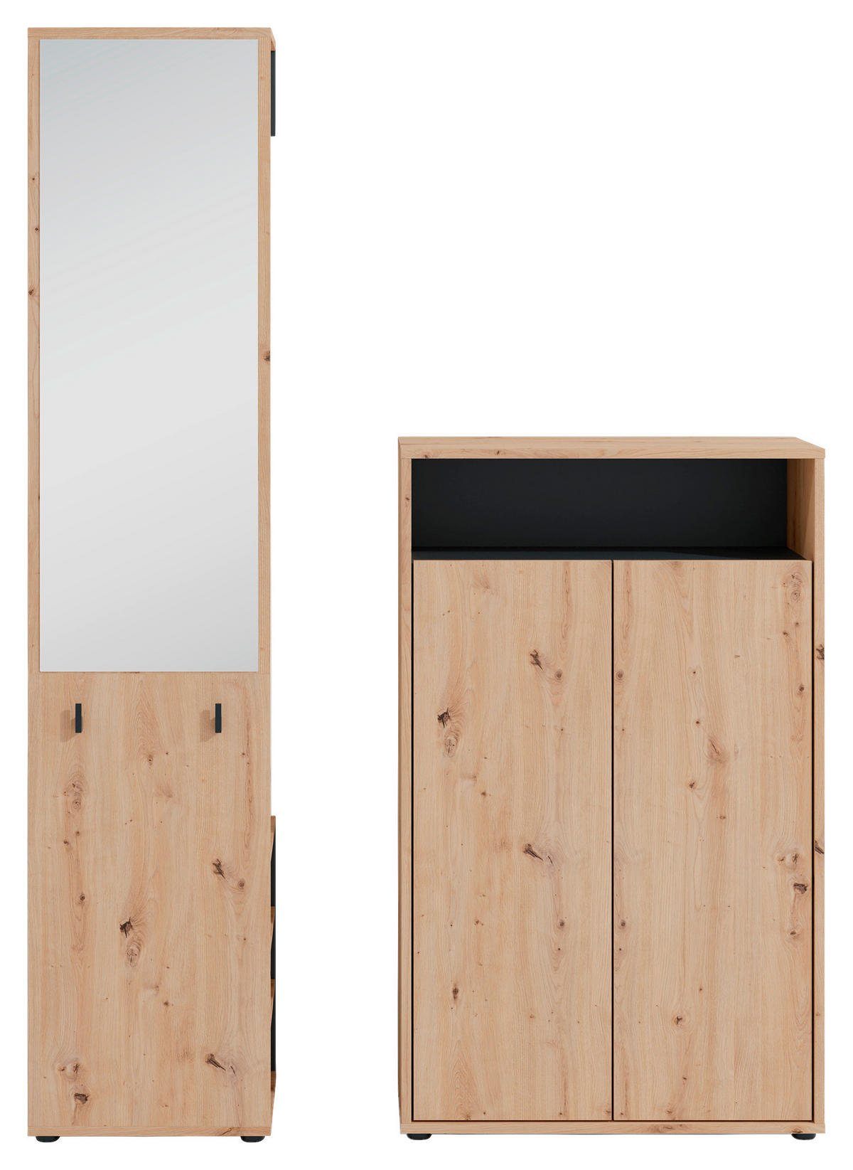 GARDEROBE 2-teilig  in 110/186/35 cm  - Schwarz/Eiche Artisan, Design, Holzwerkstoff (110/186/35cm) - MID.YOU