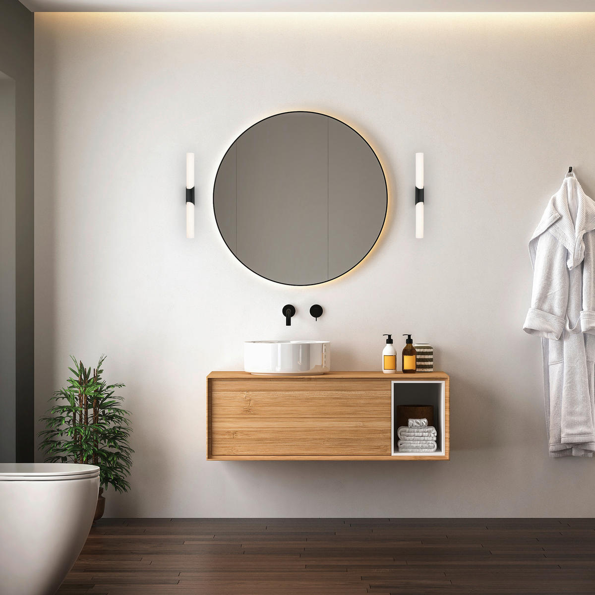 KUPAONSKA LED SVJETILJKA STRO  - bijela/crna, Basics, plastika (47/6,8/6,5cm)