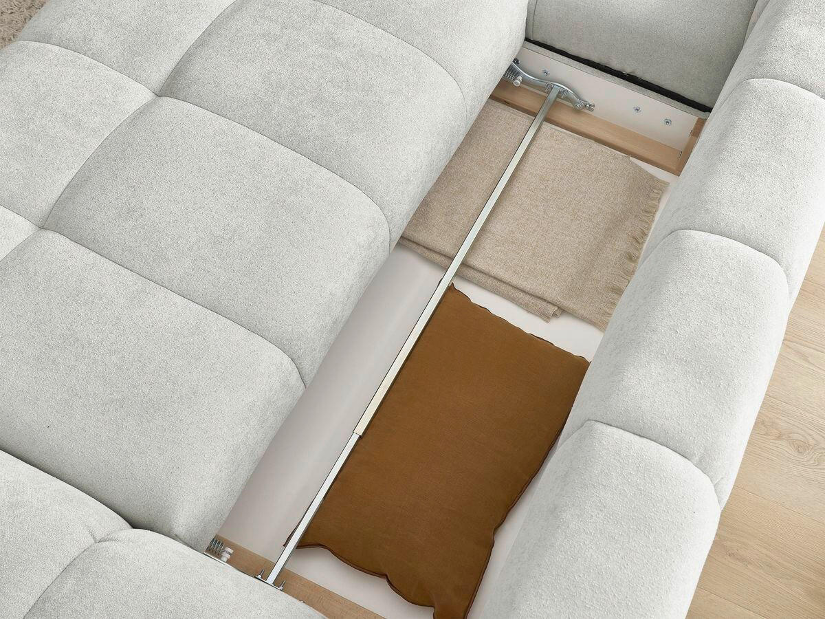 ECKSCHLAFSOFA EVEREST  mit Rücken echt, Armteil links, Armteil rechts Struktur Hellgrau  - Hellgrau/Schwarz, MODERN, Kunststoff/Textil (180/318cm) - Livetastic