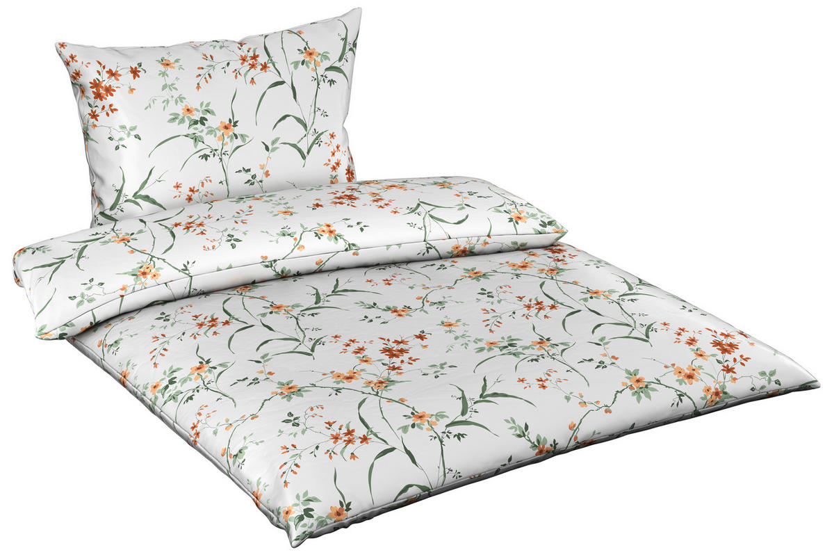 POSTELJINA FLOWERS 140/200 cm saten braon, zelena  - zelena/braon, Konvencionalno, tekstil (140/200cm) - Esposa