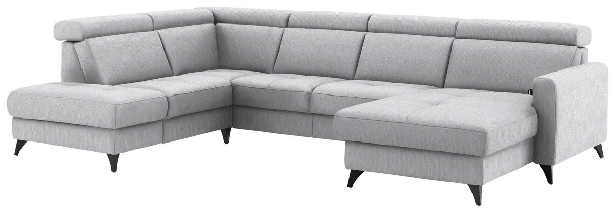 WOHNLANDSCHAFT Flachgewebe Ecru  - Ecru/Schwarz, Konventionell, Textil/Metall (215/333/174cm) - Beldomo System